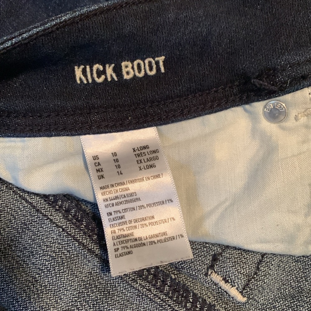 American Eagle Dark Blue Kick Boot Jeans 10 X-Long - Picture 3 of 4